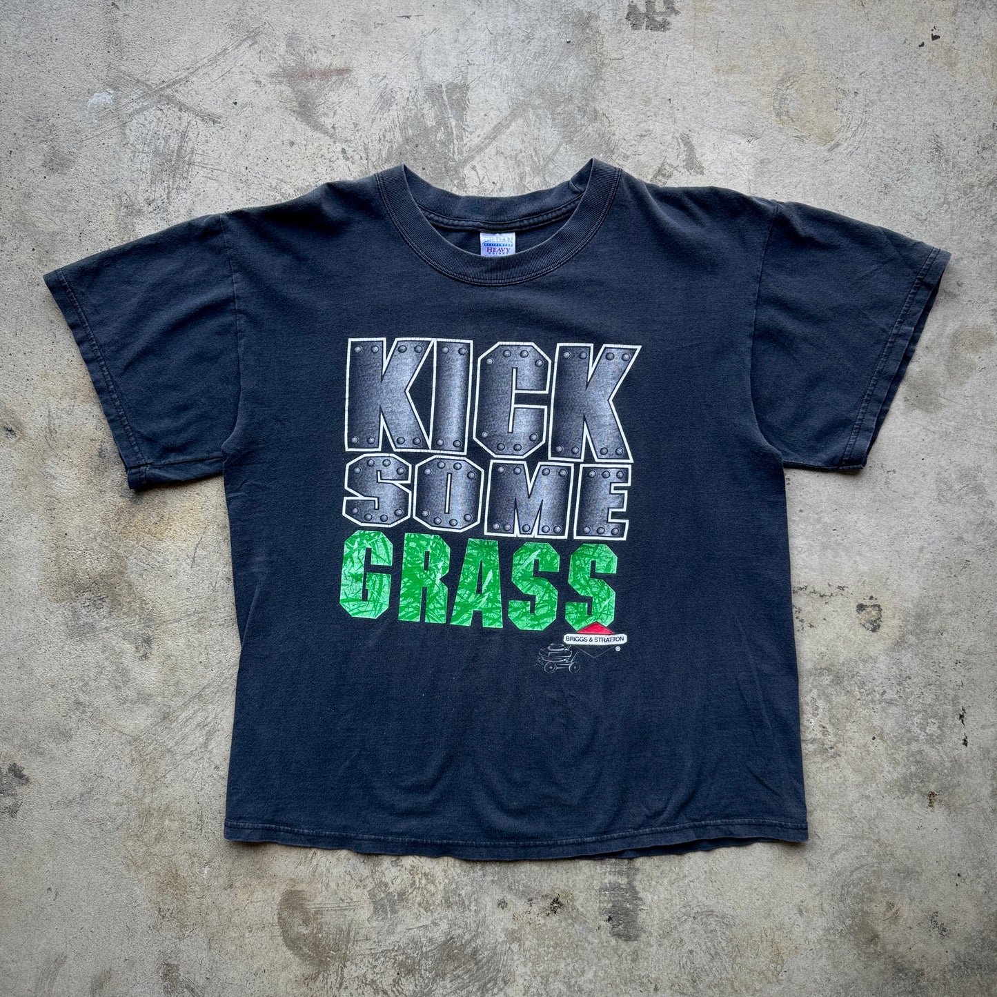 1990S "KICK SOME GRASS" FADED BLACK TEE