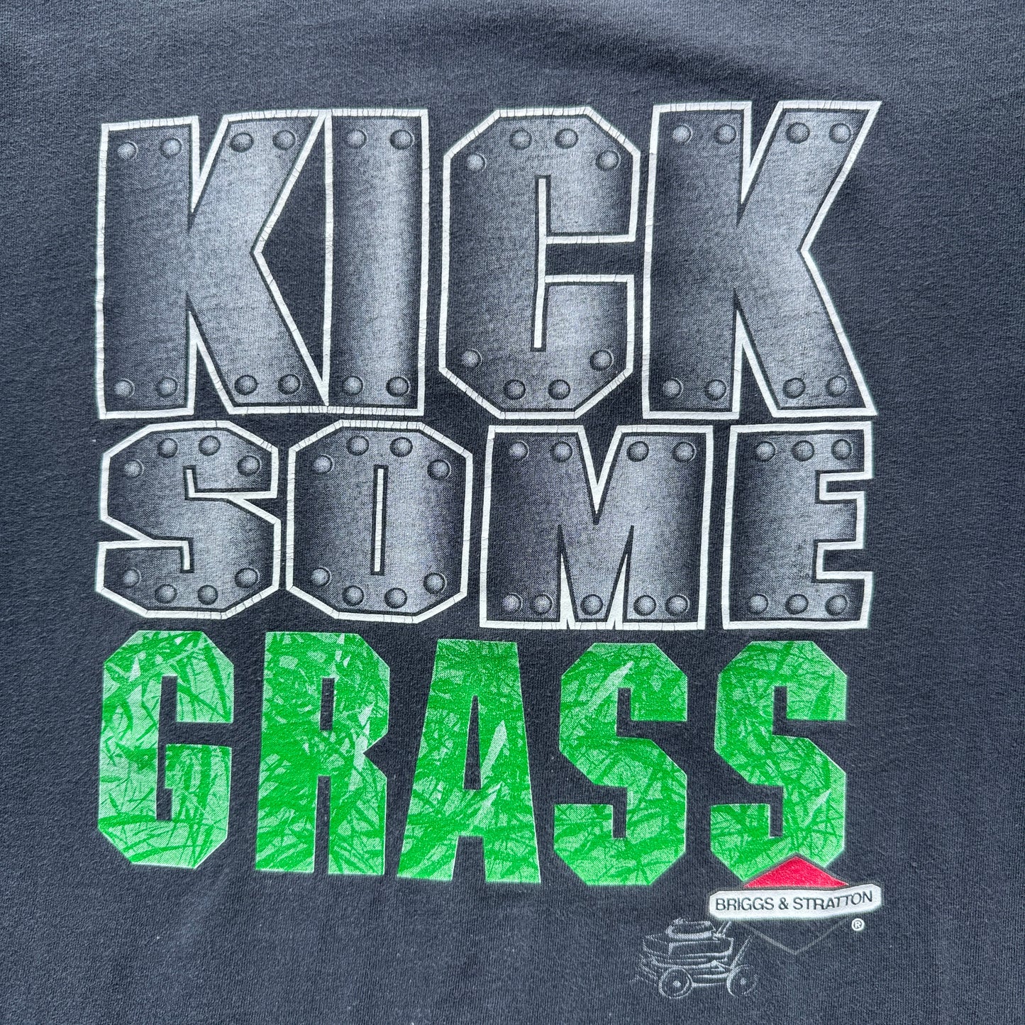 1990S "KICK SOME GRASS" FADED BLACK TEE