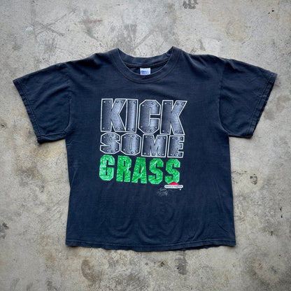 1990S "KICK SOME GRASS" FADED BLACK TEE